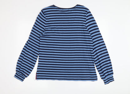 Oasis Women's Blue Striped T-Shirt, Size S, Casual Style