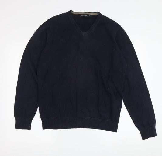 James Pringle Men's Black V-Neck Pullover Jumper M