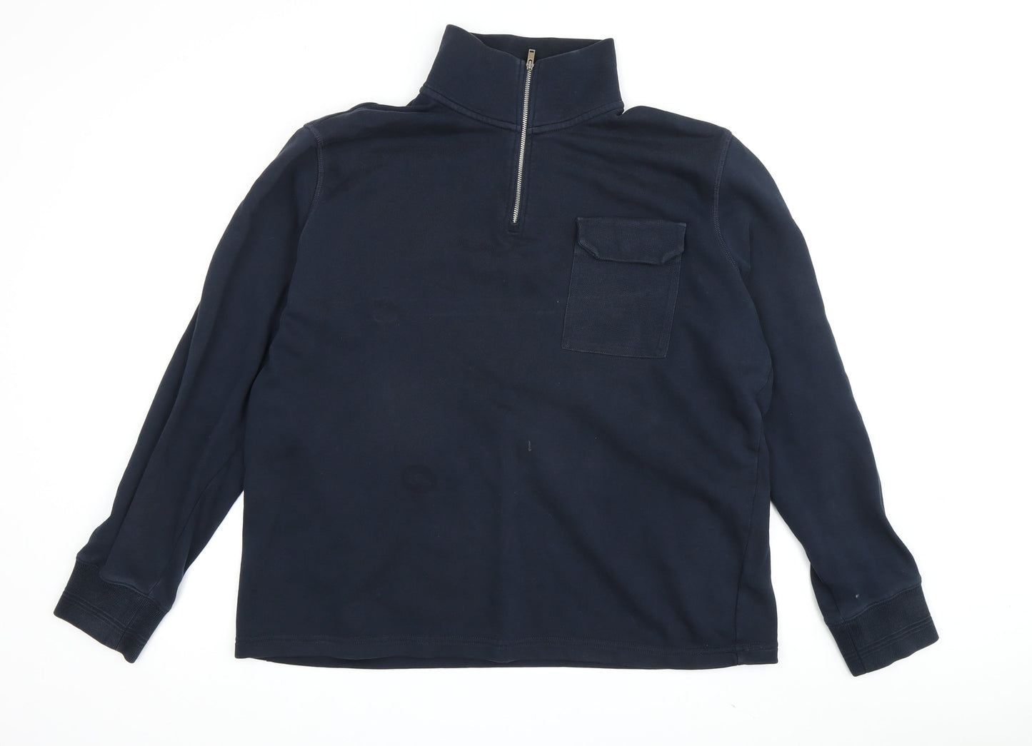 Mens UK Size XL Marks and Spencer Blue 1/4 Zip Sweatshirt