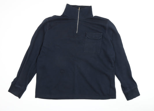Mens UK Size XL Marks and Spencer Blue 1/4 Zip Sweatshirt