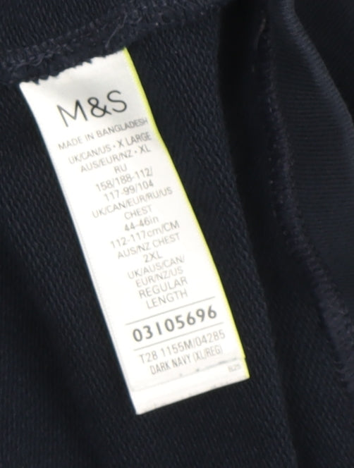 Mens UK Size XL Marks and Spencer Blue 1/4 Zip Sweatshirt