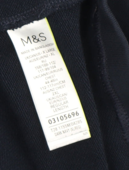 Mens UK Size XL Marks and Spencer Blue 1/4 Zip Sweatshirt
