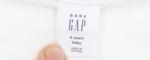 GAP Girls Full Zip White Hoodie with Rainbow Logo, Size 5