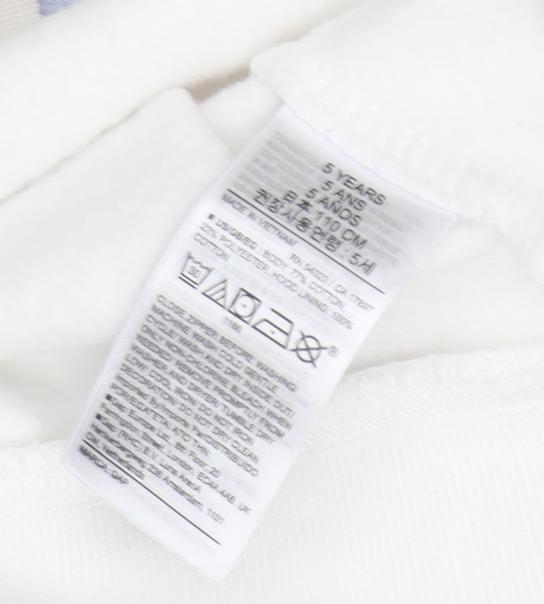 GAP Girls Full Zip White Hoodie with Rainbow Logo, Size 5