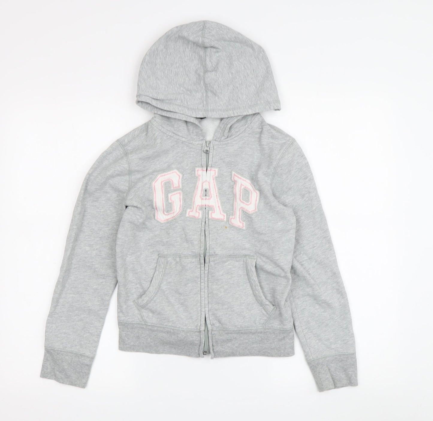 Gap Girls Grey Full Zip Hoodie 10-11 Years Embroidered