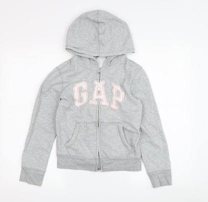 Gap Girls Grey Full Zip Hoodie 10-11 Years Embroidered