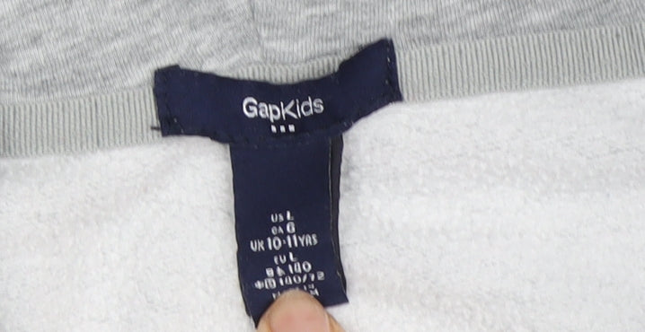 Gap Girls Grey Full Zip Hoodie 10-11 Years Embroidered