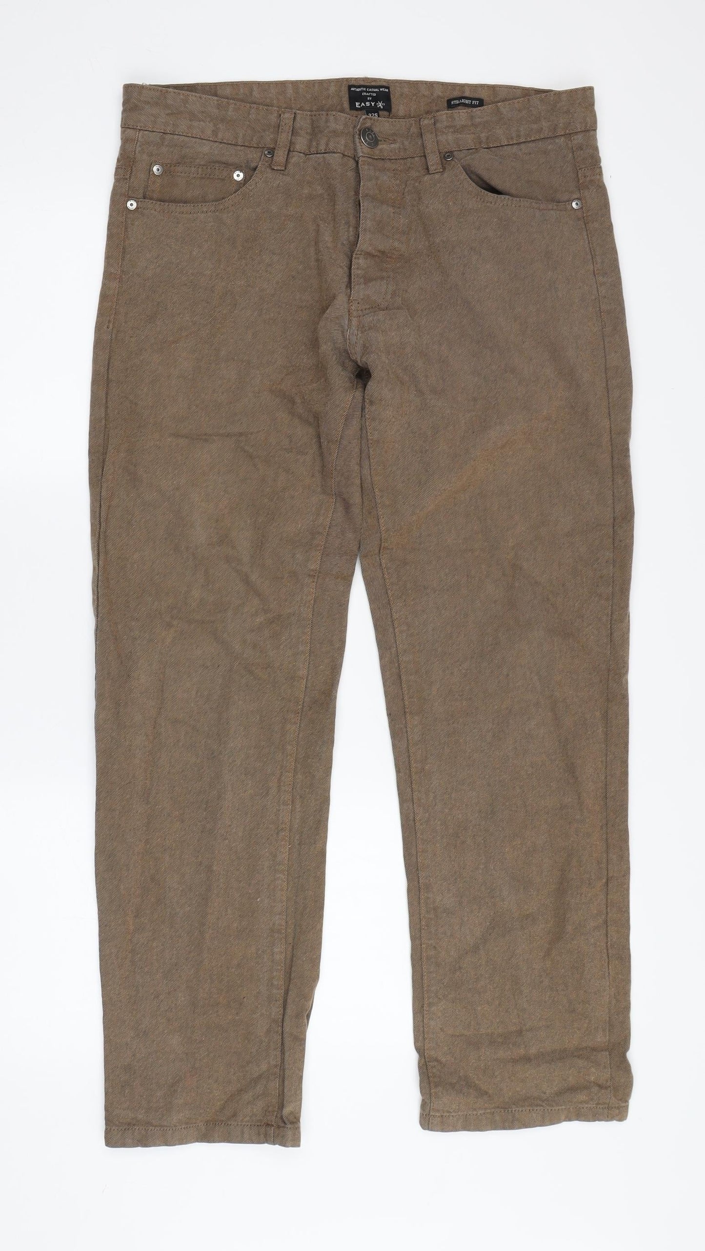 Easy Men's Brown Straight Jeans, Size 32, Regular Fit