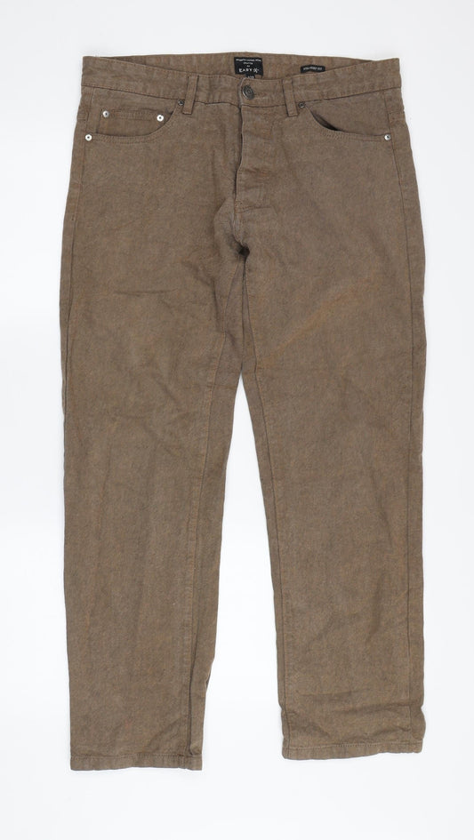 Easy Men's Brown Straight Jeans, Size 32, Regular Fit