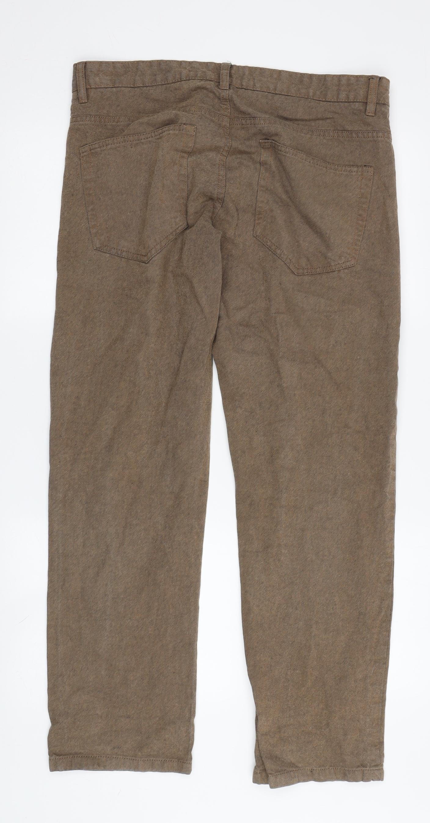 Easy Men's Brown Straight Jeans, Size 32, Regular Fit