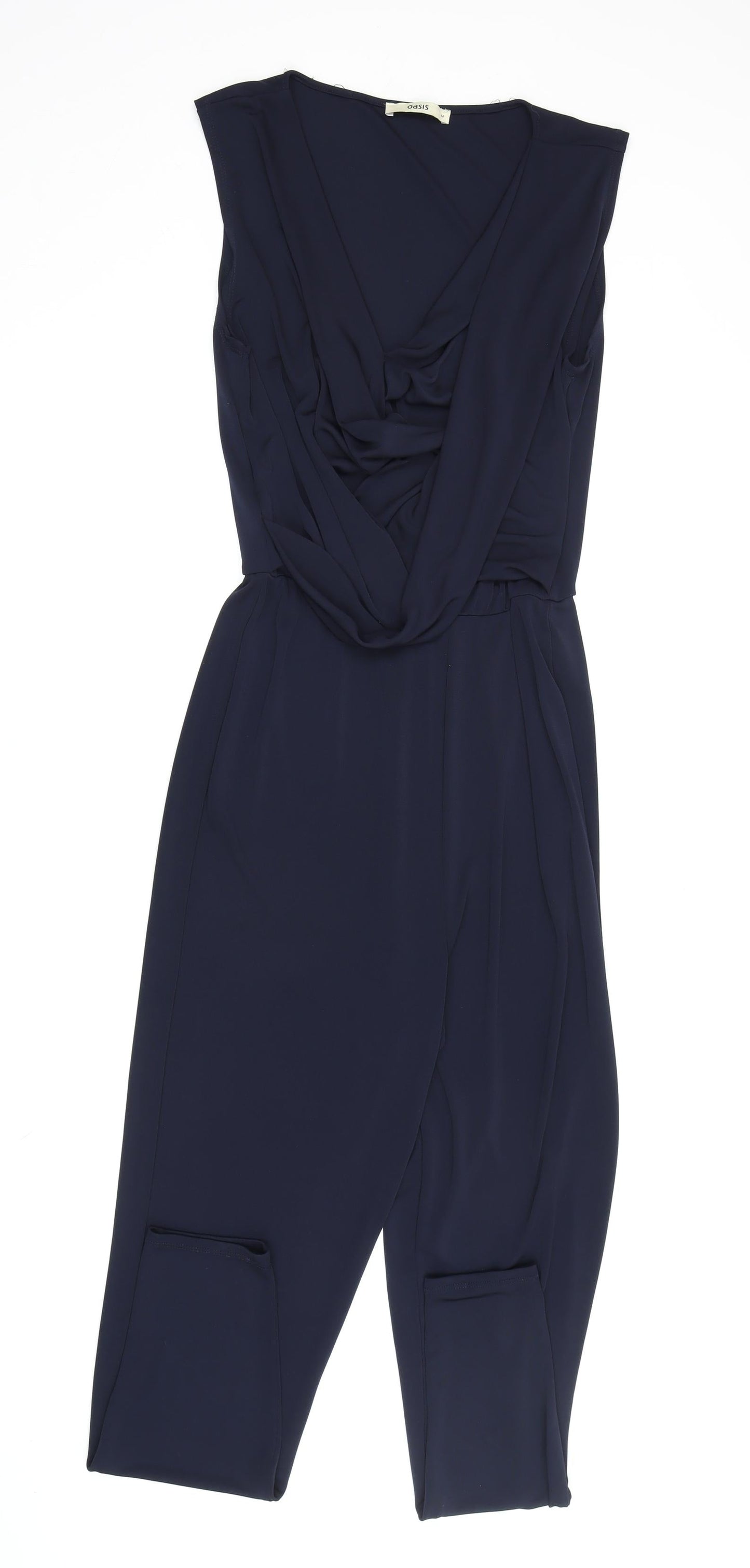 Oasis Women's Blue Sleeveless V-Neck Jumpsuit M