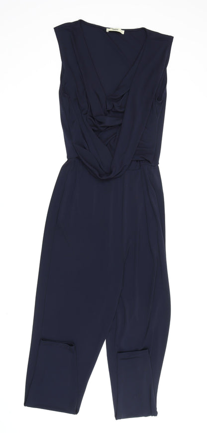 Oasis Women's Blue Sleeveless V-Neck Jumpsuit M
