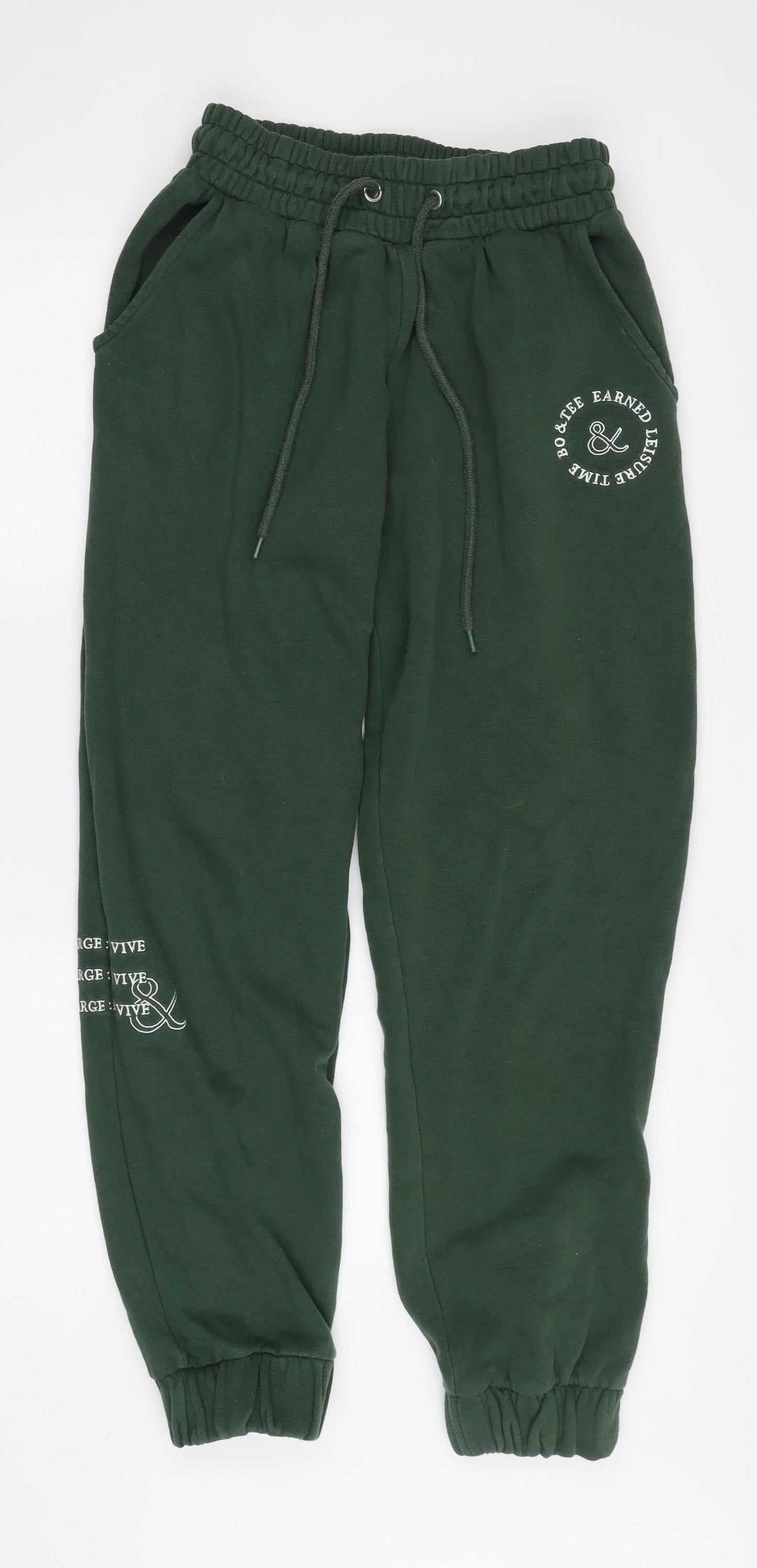 Men's Green Jogger Trousers M - Casual Cotton Blend