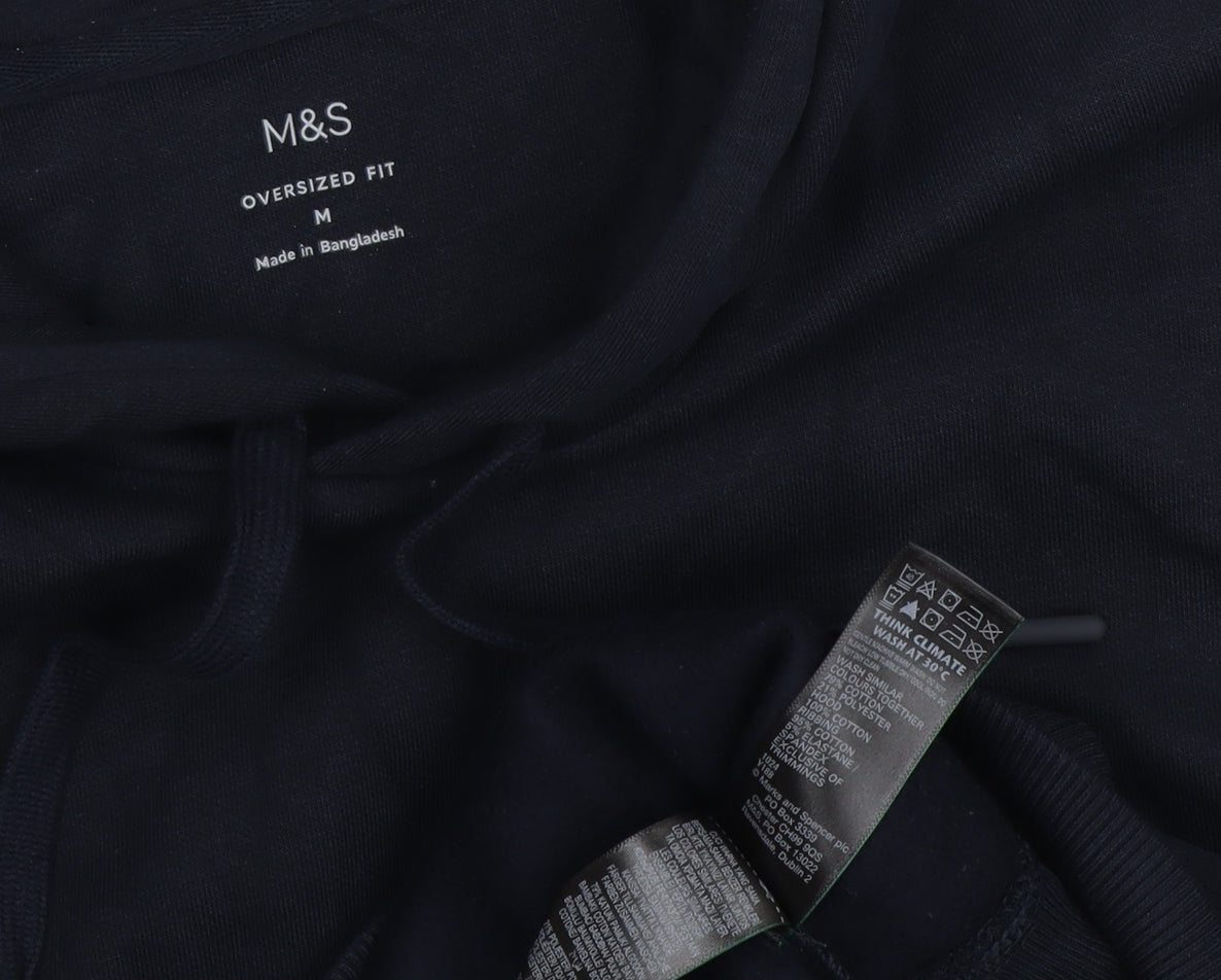 Mens UK Size M Marks and Spencer Black Pullover Hoodie