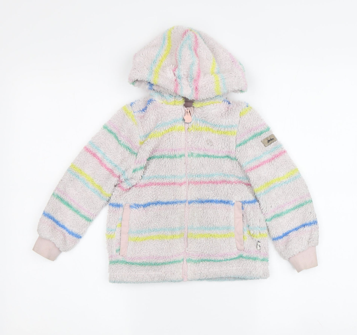 Joules Girls Multicoloured Striped Full Zip Hoodie - 4 Years