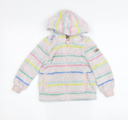 Joules Girls Multicoloured Striped Full Zip Hoodie - 4 Years