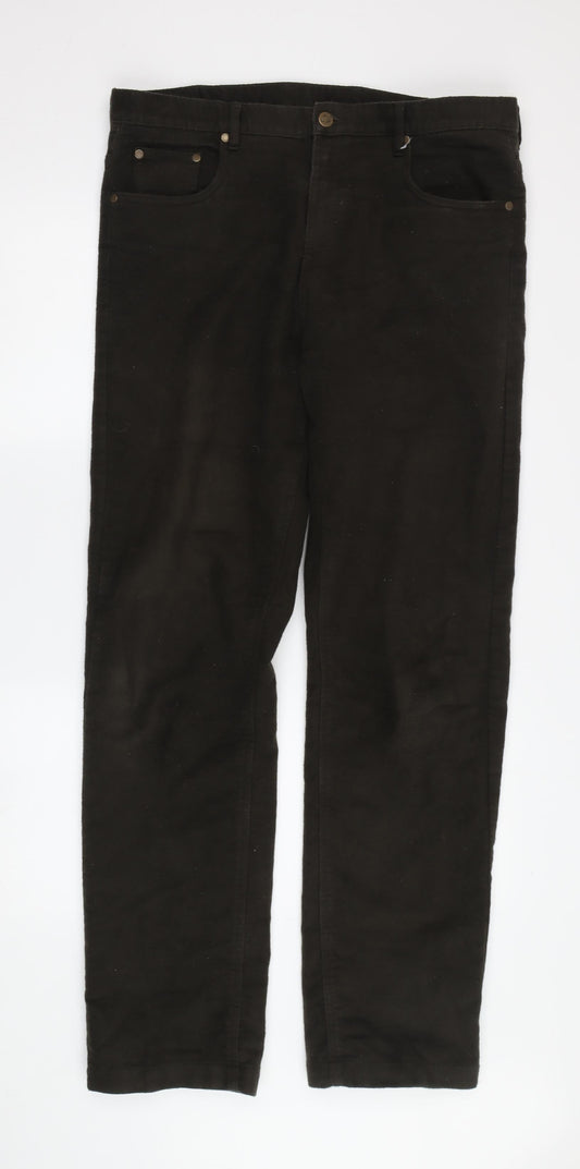 Samuel Windsor Men's Black Corduroy Trousers 36L