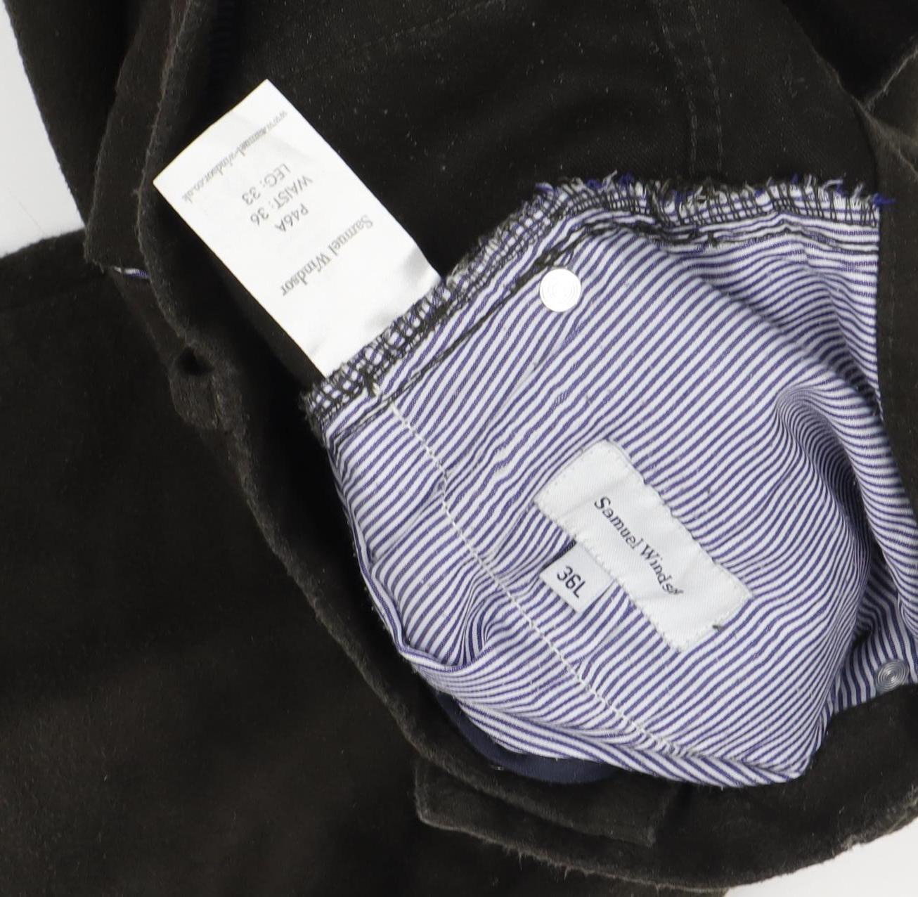 Samuel Windsor Men's Black Corduroy Trousers 36L