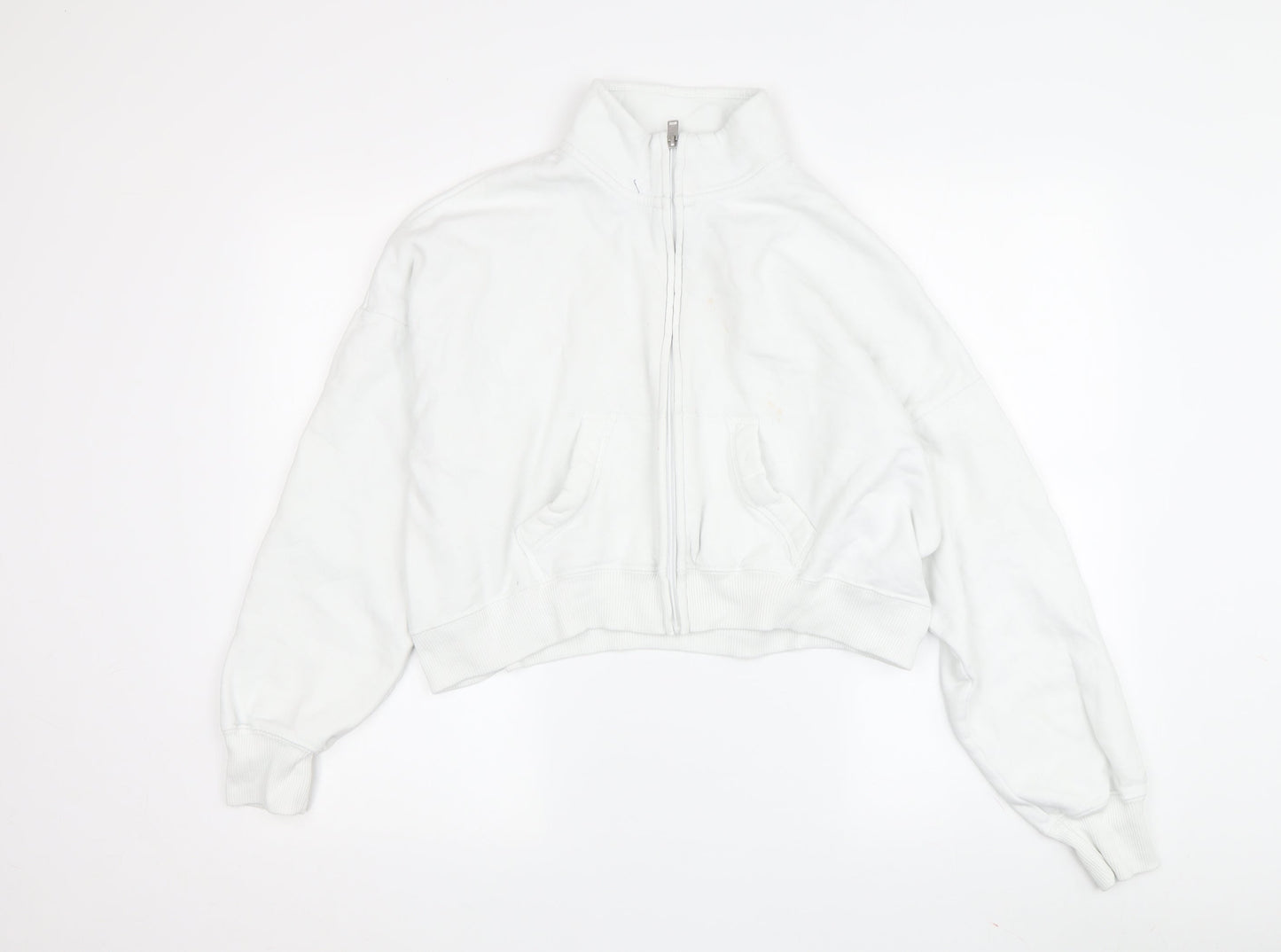 Hollister Women's White Full Zip Hoodie - Size S