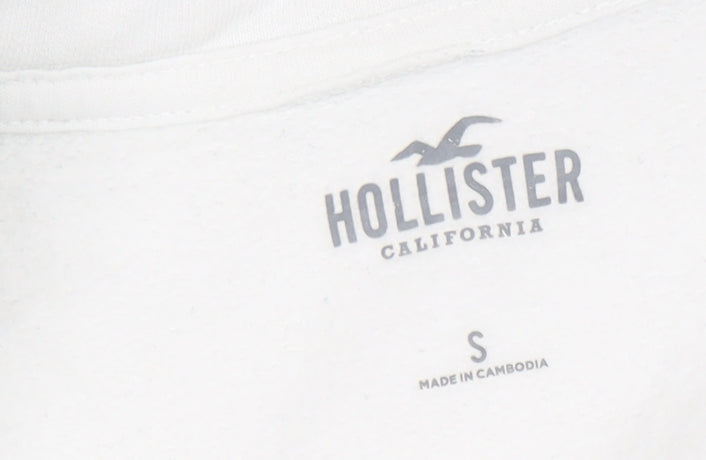 Hollister Women's White Full Zip Hoodie - Size S