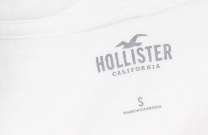 Hollister Women's White Full Zip Hoodie - Size S