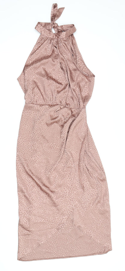New Look Women's Brown Animal Print Halter Midi Dress