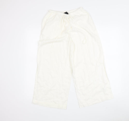 ASOS DESIGN Women's White Wide-Leg Trousers Size 20