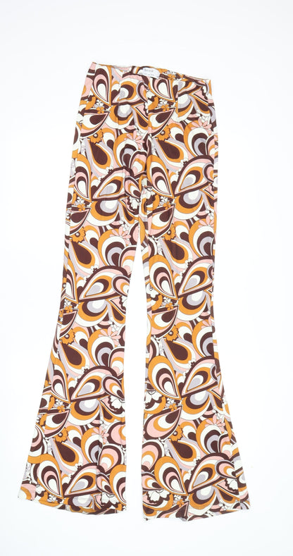 Bershka Women's Multicoloured Flared Trousers XS
