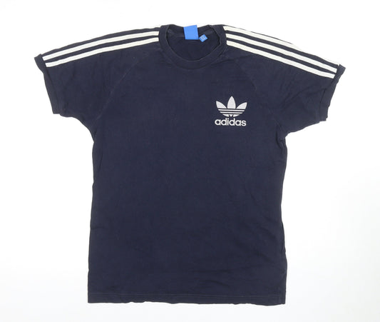 Adidas Men's Blue Crew Neck Logo T-Shirt M