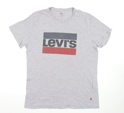 Levi's Men's Grey Logo T-Shirt, Size L, Short Sleeve