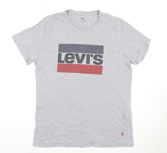 Levi's Men's Grey Logo T-Shirt, Size L, Short Sleeve