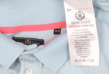 Henri Lloyd Boys Blue Polo Shirt 14-15 Years Casual Logo