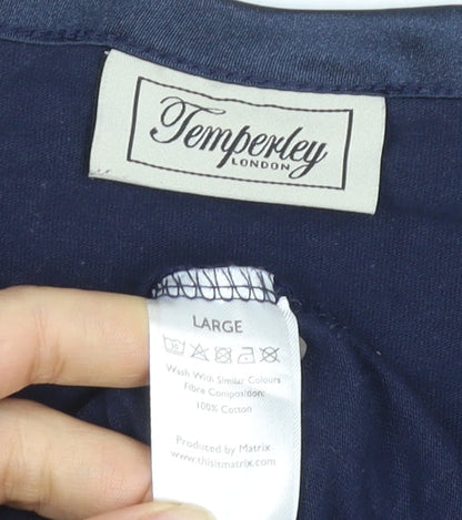 Temperley London Women’s Blue Cotton Crew Neck Top - Large