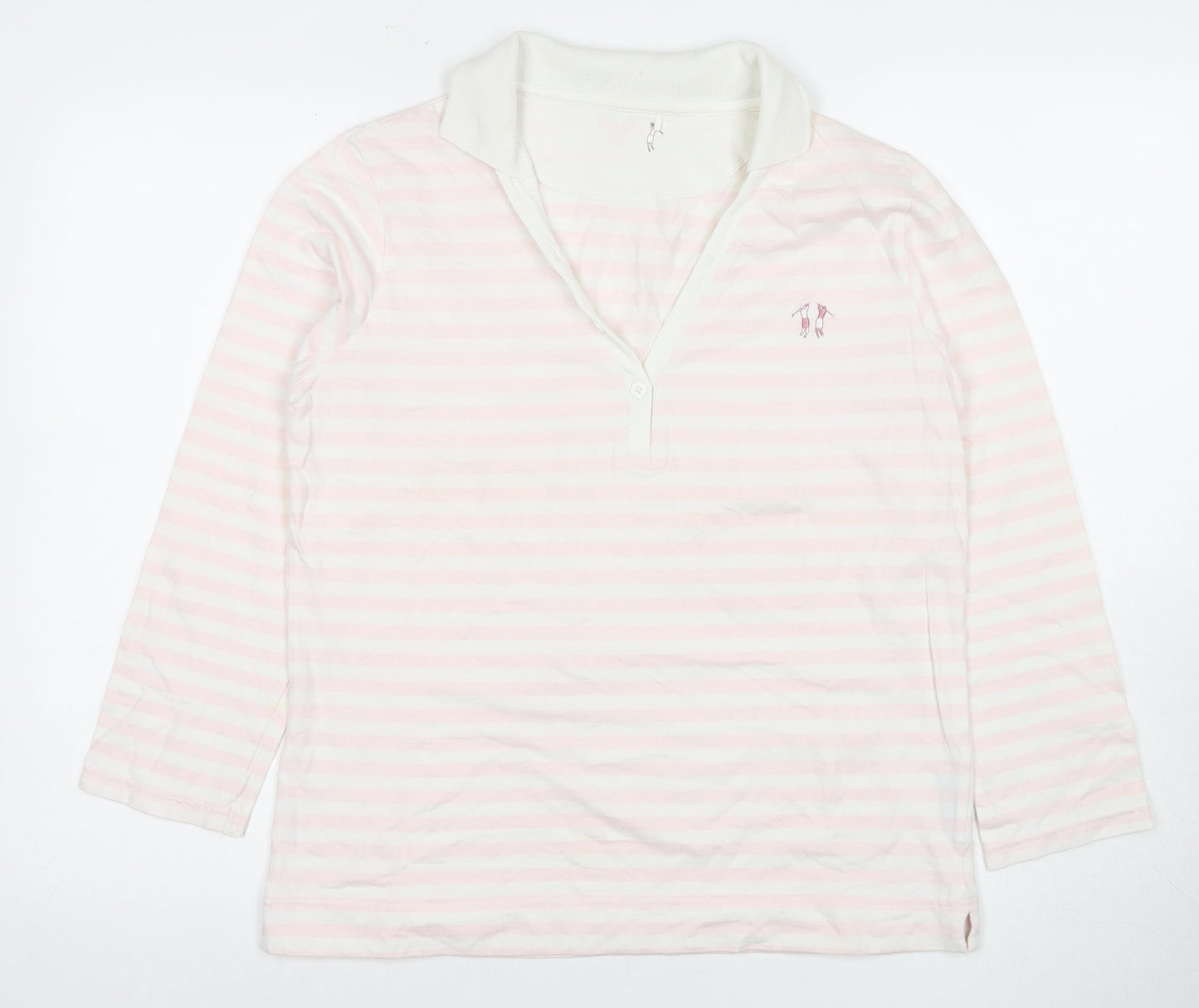 Daily Women's Pink Striped Polo Shirt Size 8, Casual Style