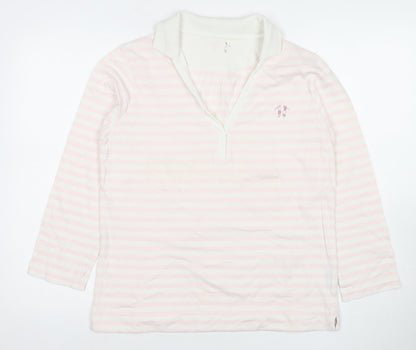 Daily Women's Pink Striped Polo Shirt Size 8, Casual Style