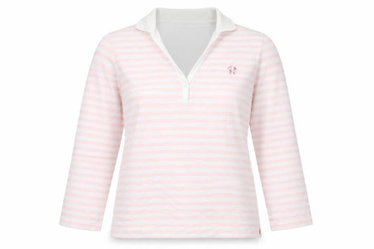 Daily Women's Pink Striped Polo Shirt Size 8, Casual Style