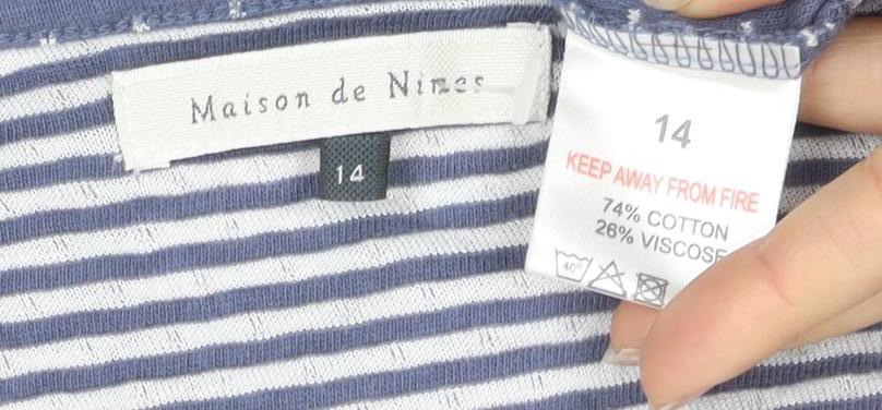 Womens UK Size 14 Maison de Nimes Blue Basic T-Shirt