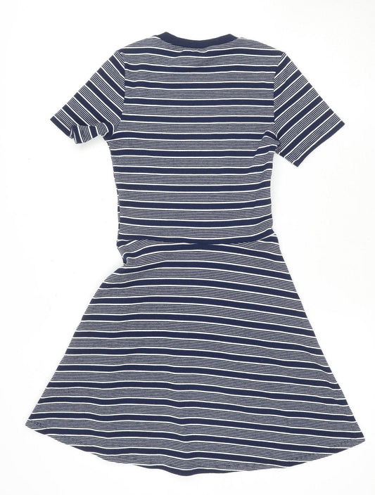 H&M Women's Blue Striped A-Line Dress, Size 6