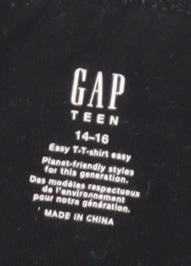 GAP Boys Black Long Sleeve Graphic T-Shirt Size L