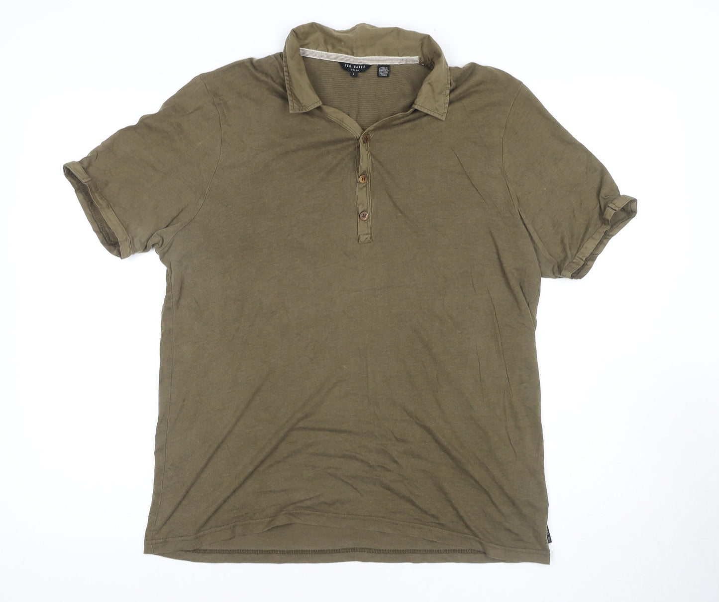 Ted Baker Men's Green L Polo Shirt - Button, Cotton Blend