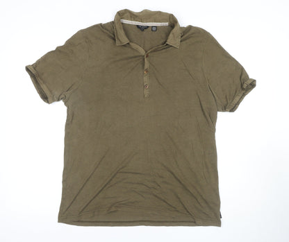 Ted Baker Men's Green L Polo Shirt - Button, Cotton Blend