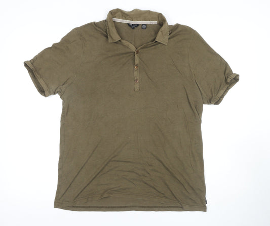 Ted Baker Men's Green L Polo Shirt - Button, Cotton Blend
