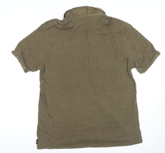 Ted Baker Men's Green L Polo Shirt - Button, Cotton Blend