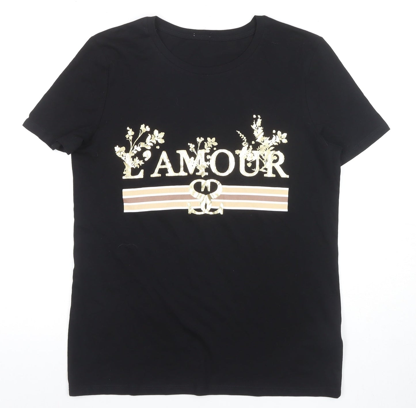 Womens UK Size 8 River Island Black Basic T-Shirt