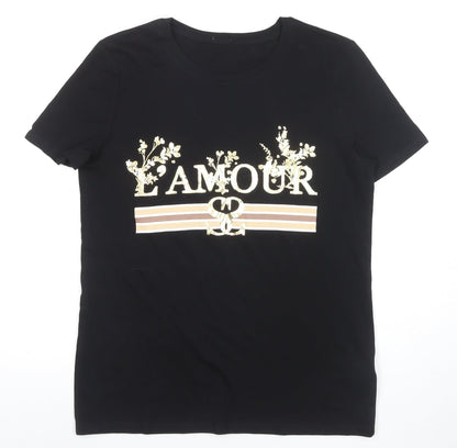 Womens UK Size 8 River Island Black Basic T-Shirt