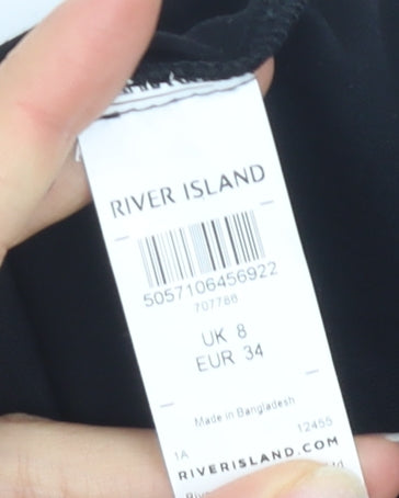 Womens UK Size 8 River Island Black Basic T-Shirt