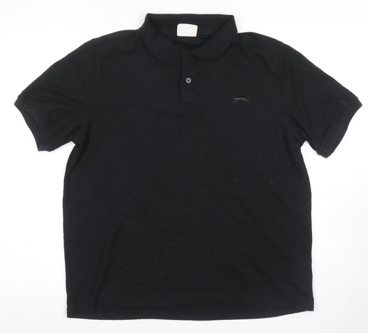 Slazenger Men's Black XL Short Sleeve Cotton Polo