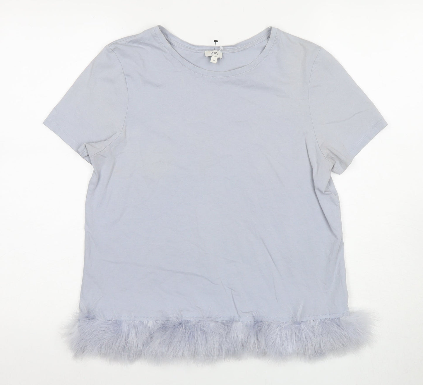 Womens UK Size 12 River Island Grey Basic T-Shirt