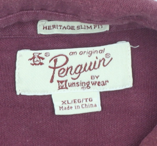 Penguin Men's Red Slim Fit Polo Shirt XL