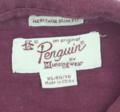 Penguin Men's Red Slim Fit Polo Shirt XL